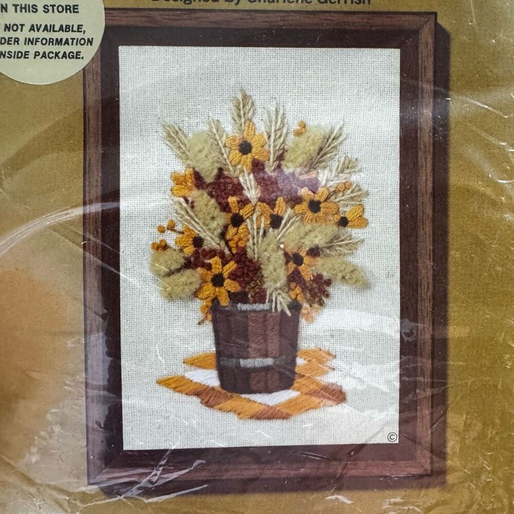 VTG Cottage Core Sunset Designs Jiffy Stitchery Crewel